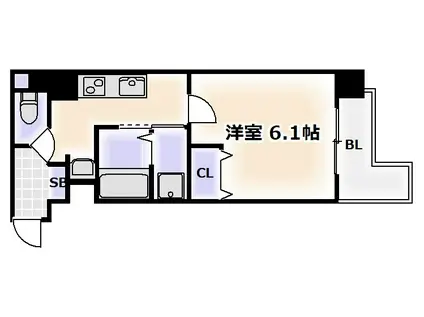 プルミエール天王寺(1K/2階)の間取り写真