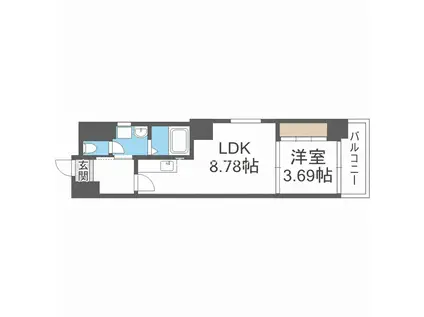 ドュシンビオス桜川(1LDK/7階)の間取り写真