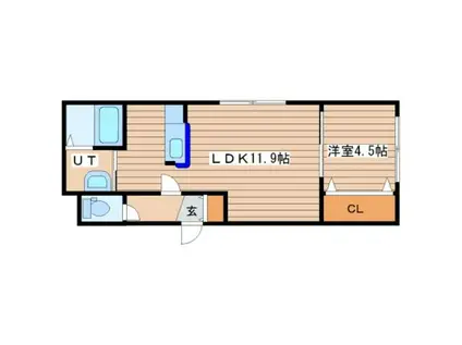 アンティーク(1LDK/2階)の間取り写真