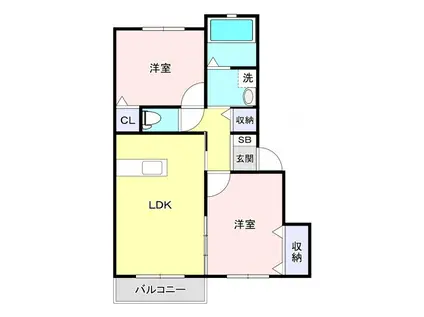 ドミール新白河 A棟(2LDK/1階)の間取り写真