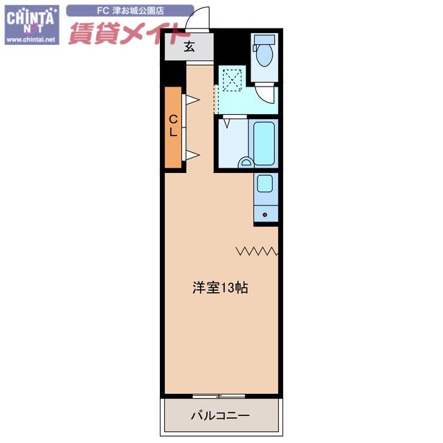 カーサ新町(ワンルーム/4階)の間取り写真