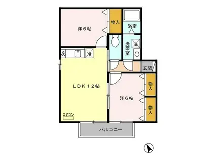 ベルテD(2LDK/2階)の間取り写真