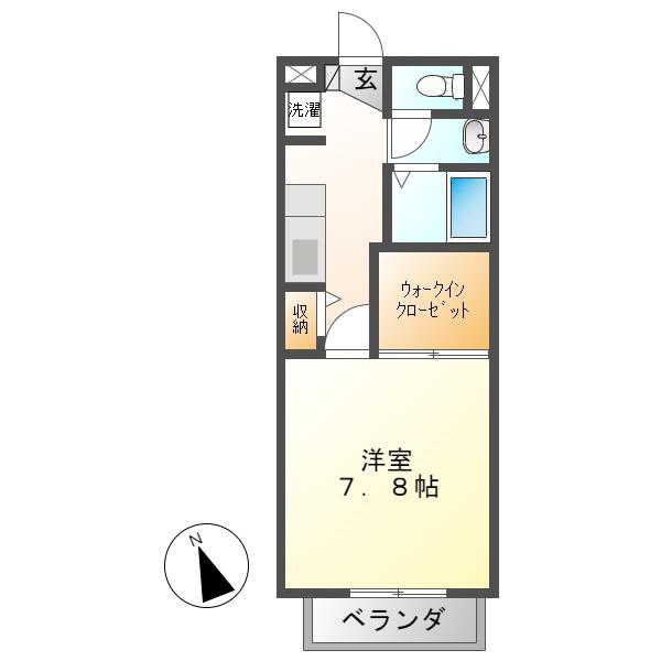 シャンベール森川A(1K/1階)の間取り写真