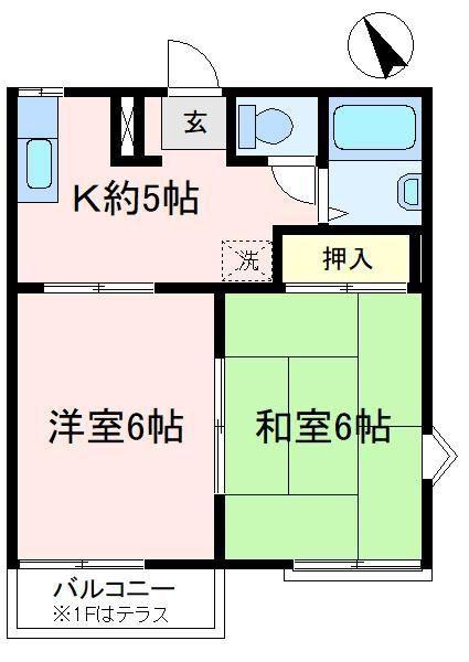 カーサマローネB(2K/2階)の間取り写真