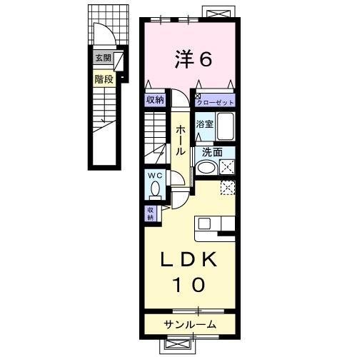 フレーシアⅡ(1LDK/2階)の間取り写真