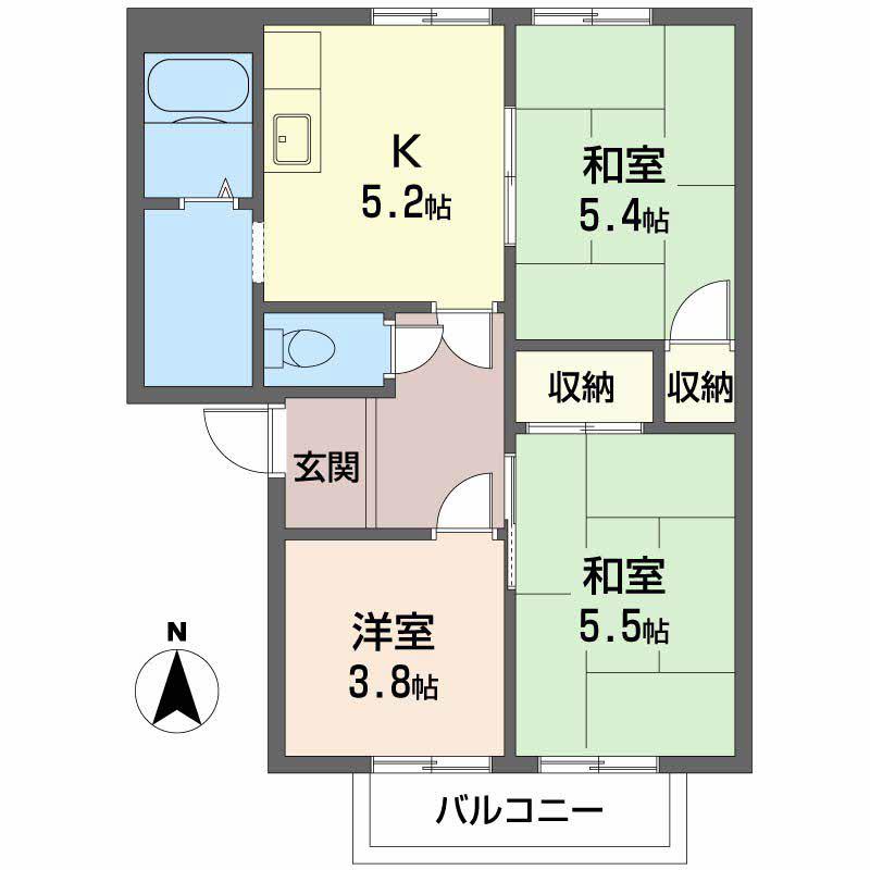 K.クレスト(3K/2階)の間取り写真