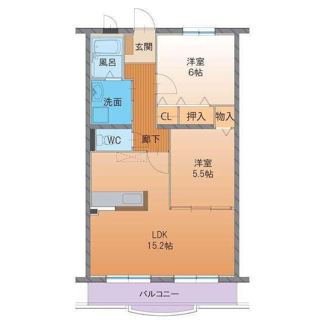 ハートフルLIFE(2LDK/1階)の間取り写真