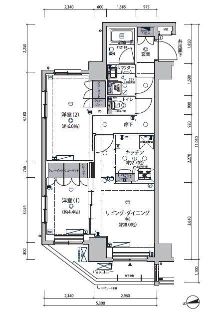 セジョリ東向島(2LDK/1階)の間取り写真
