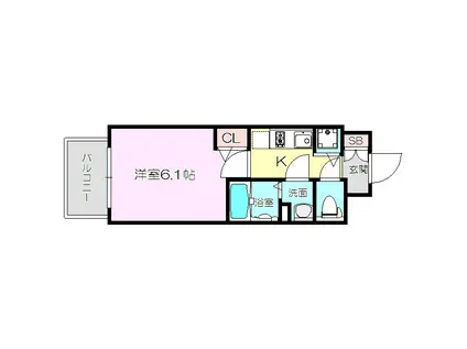 メインステージ大阪ノース MARK(1K/9階)の間取り写真