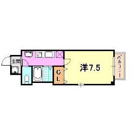 B-RISE元町(1K/4階)の間取り写真