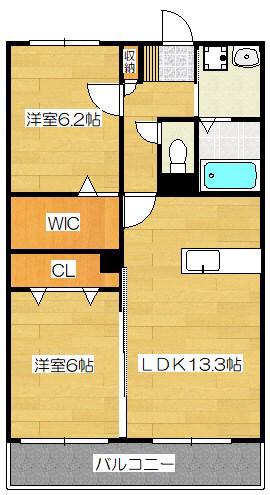 エントピア太宰府(2LDK/3階)の間取り写真