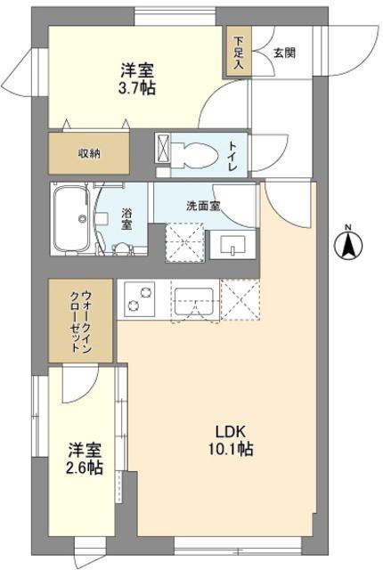 ウェルスクエア中野坂上II(2LDK/4階)の間取り写真