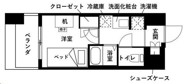レジディア仙台支倉(1K/12階)の間取り写真
