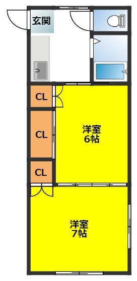 メゾンシーダ(2DK/1階)の間取り写真