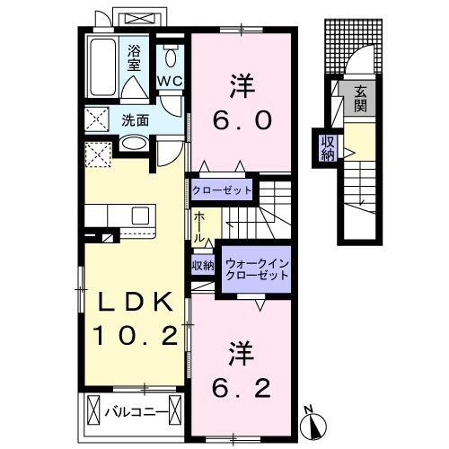 ソフィア シャルム(2LDK/2階)の間取り写真