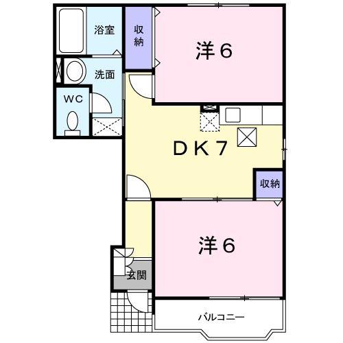 グランドゥールあおばA(2DK/1階)の間取り写真