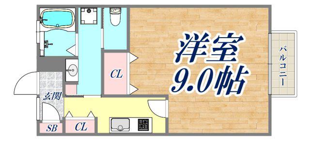 ラックハイム竹田(1K/2階)の間取り写真