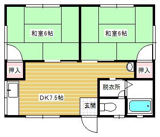 リベットハイツ(2DK/2階)の間取り写真