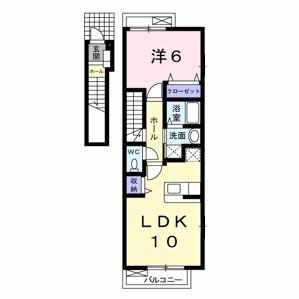 クレア フォー シーズンズC(1LDK/2階)の間取り写真