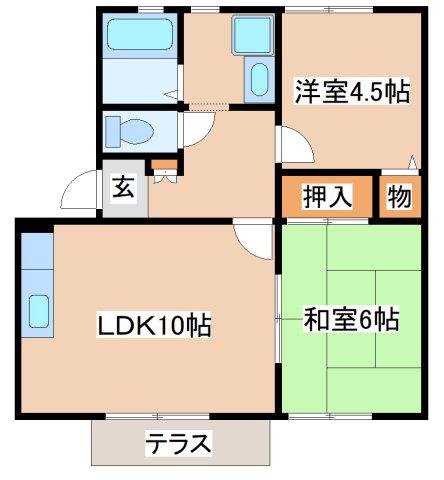 コニー行幸(2LDK/1階)の間取り写真