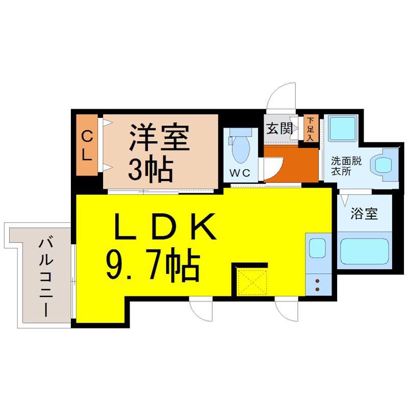 プレサンスTHE大須観音(1LDK/7階)の間取り写真
