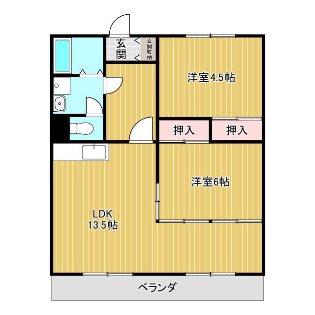 デイズガーデン(2LDK/4階)の間取り写真