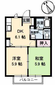 ピュアハウス安長A(2DK/2階)の間取り写真