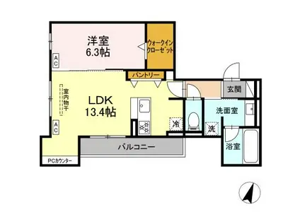ビスタレイルウェイ八田(1LDK/2階)の間取り写真