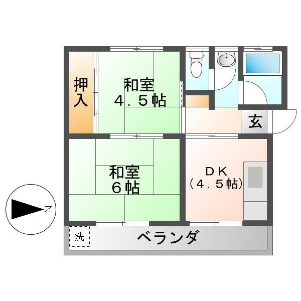 コーポ日置(2K/2階)の間取り写真