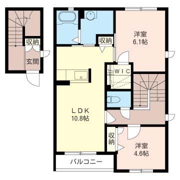 シャーメゾン・M B棟(2LDK/2階)の間取り写真