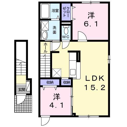 SIDE2(2LDK/2階)の間取り写真