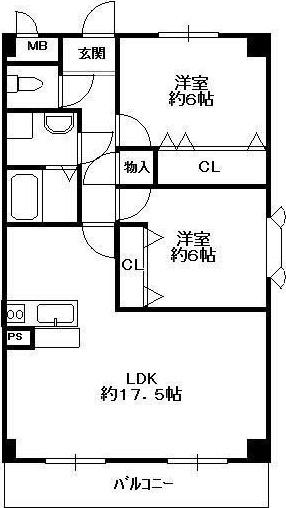 カーサ中野P1(2LDK/4階)の間取り写真