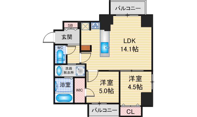 S-RESIDENCE高岳BRESA(2LDK/3階)の間取り写真