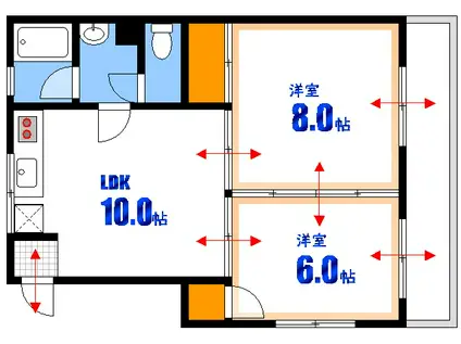 NODACO三滝町(2LDK/3階)の間取り写真