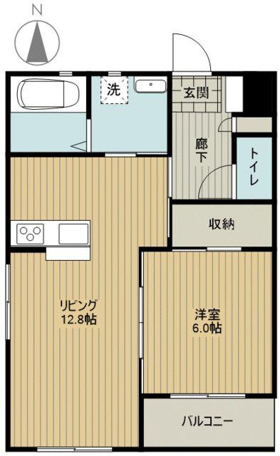田畑ハイツルシアスI(1LDK/2階)の間取り写真