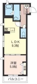 レークサイドフラット(1LDK/2階)の間取り写真