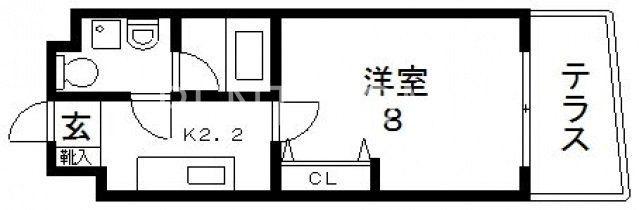 オランジュ上小阪(1K/1階)の間取り写真