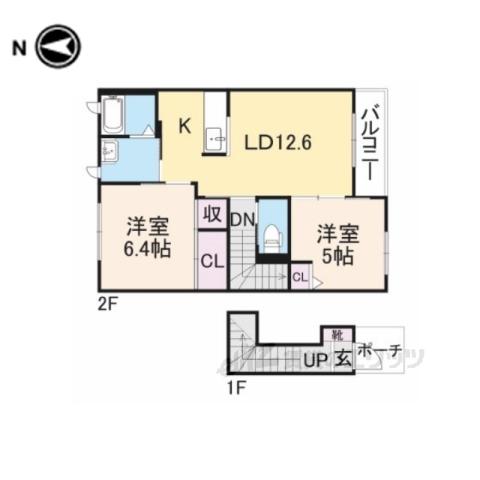 フェリーチェC(2LDK/2階)の間取り写真