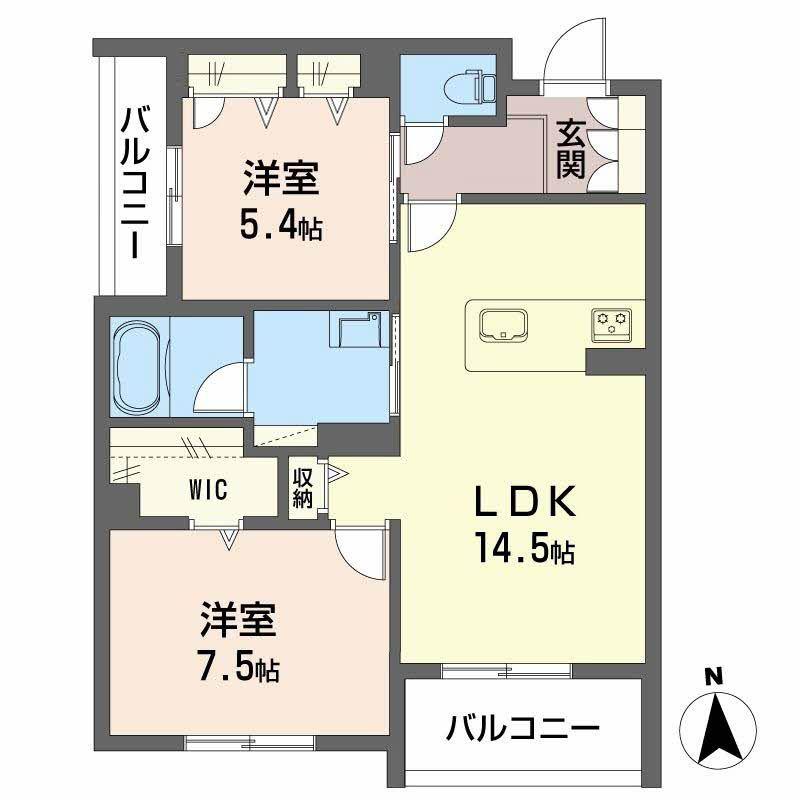 シャーメゾンラフォレ(2LDK/2階)の間取り写真