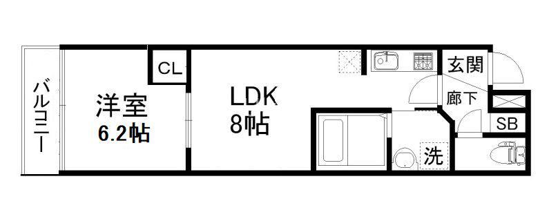 リーズ・スーガ(1LDK/2階)の間取り写真