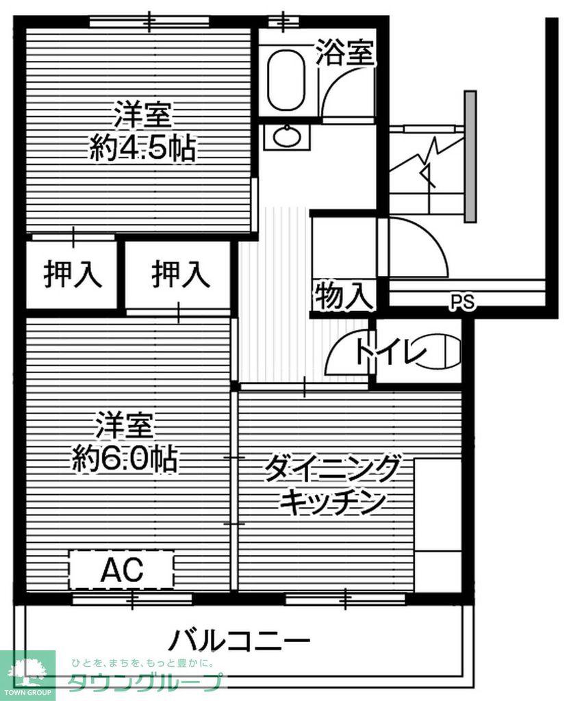 ビレッジハウス台宿4号棟(2DK/2階)の間取り写真