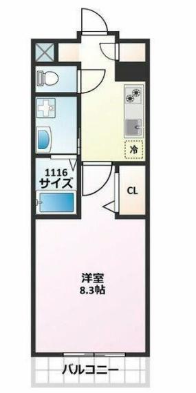 メルキオール(1K/2階)の間取り写真