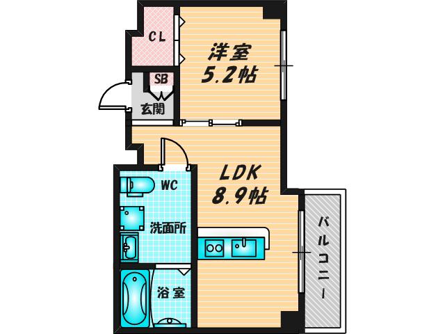 ヴァローレ布施(1LDK/5階)の間取り写真