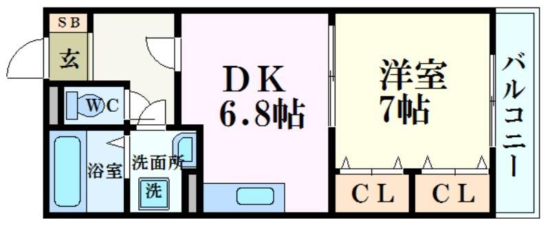 エステート英賀(1DK/1階)の間取り写真