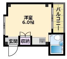 スペーシャス用海(ワンルーム/4階)の間取り写真