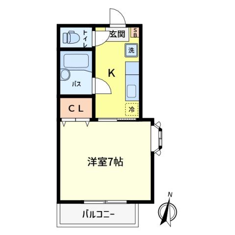 ブルースカイコーポ(1K/2階)の間取り写真