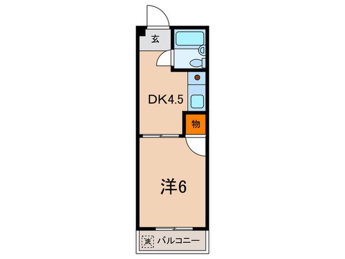 サンシャイン王子(1DK/4階)の間取り写真
