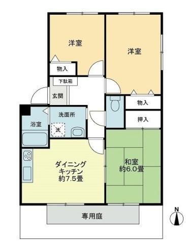 フォブール八坂B(3DK/1階)の間取り写真