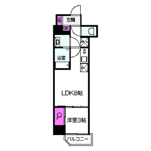 ワールドアイ京橋NORD(1LDK/3階)の間取り写真
