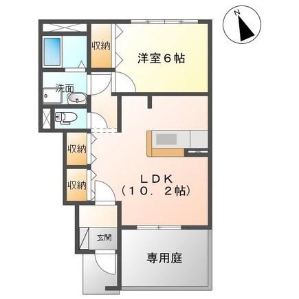 センチュリーカーサ 章(1LDK/1階)の間取り写真